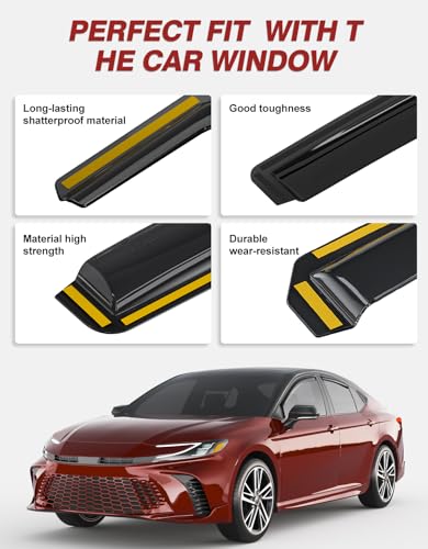 in-Channel Window Rain Guards Fit for Toyota Camry 2025 2026, Extra Durable Window Visors Window Deflectors Vent Visors Vent Shades Car Accessories-4 pcs 2-Q14 - size: Fit for 2025-2026 Toyota Camry