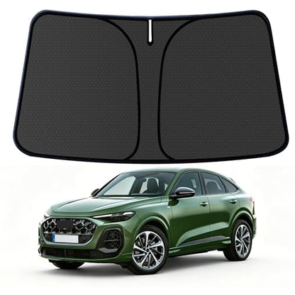 Q5 Customized Windshield Sun Shade for 2018-2025 2026 Q5 Premium/Premium Plus/Prestige Front Window Sunshade Visor Protector Foldable Blocks UV Rays Keep Car Cooler Accessories - size: For Q5 2018-2026