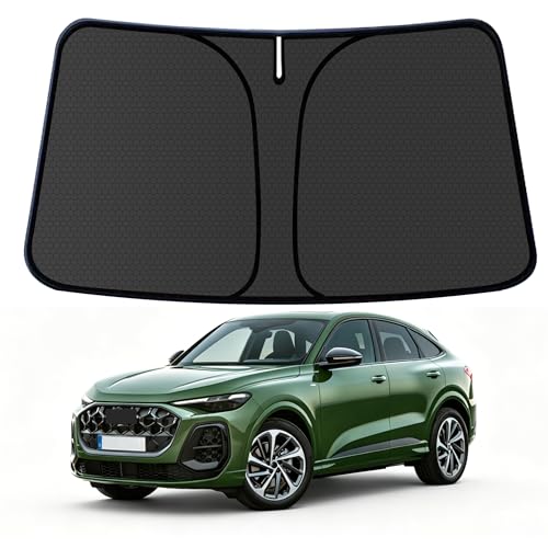 Q5 Customized Windshield Sun Shade for 2018-2025 2026 Q5 Premium/Premium Plus/Prestige Front Window Sunshade Visor Protector Foldable Blocks UV Rays Keep Car Cooler Accessories - size: For Q5 2018-2026