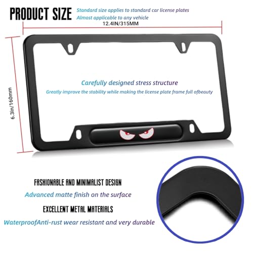 2 Pcs Black License Plate Frames License Plate Covers Eye Pattern Metal Aluminum Material Screw caps Cover Set - color: EYE