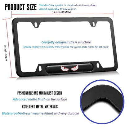 2 Pcs Black License Plate Frames License Plate Covers Eye Pattern Metal Aluminum Material Screw caps Cover Set - color: EYE