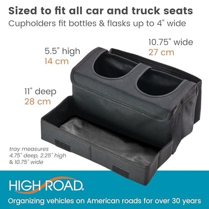 High Road CarHop Jr - Car Organizer with Cup Holders and Storage or Eating Tray for Car - Front Seat Organizer for Drivers and Back Seat Organizer for Kids and Adults