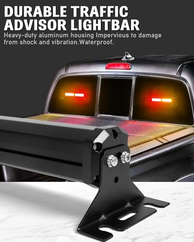 HLauto 1002L Emergency Strobe Traffic Advisor Light Bar: 40LED Dash Safety Warning Flashing Front/Rear Windshield Visor Light for Construction Vehicle, Trucks (2x10.7inch, Amber Red) - color: #04 Amber/Red