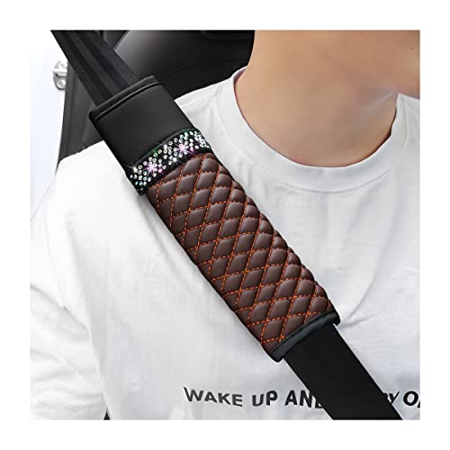 zipelo 2 Pcs Auto Seat Belt Cover, Breathable Leather Shoulder Pads Protect Your Neck, Harness Pads Strap for a More Comfortable Driving, Car Accessories Compatible with Adults Kids (Coffee) - color: coffee