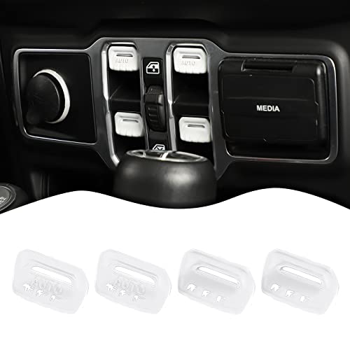 4PCS Window Switch Button Cover Trim Interior Accessories for Jeep Wrangler JL JLU Gladiator JT 2018-2024 (White) - color: White