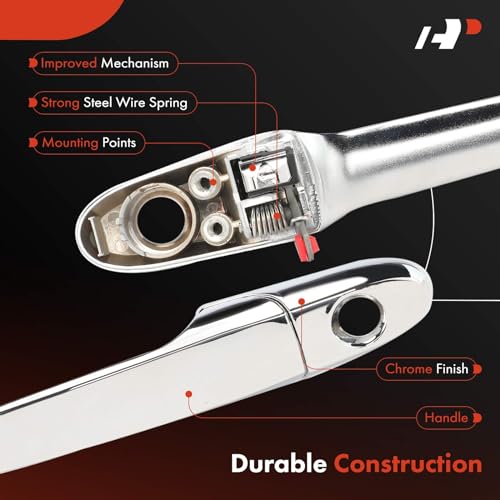 A-Premium Front Passenger Exterior Door Handle with Keyhole Compatible with Chevrolet Impala, Impala Limited, Cobalt & Buick Lacrosse, Lucerne, Allure & Pontiac G5, Solstice & Saturn Sky, Chrome - style: Front Passenger Side