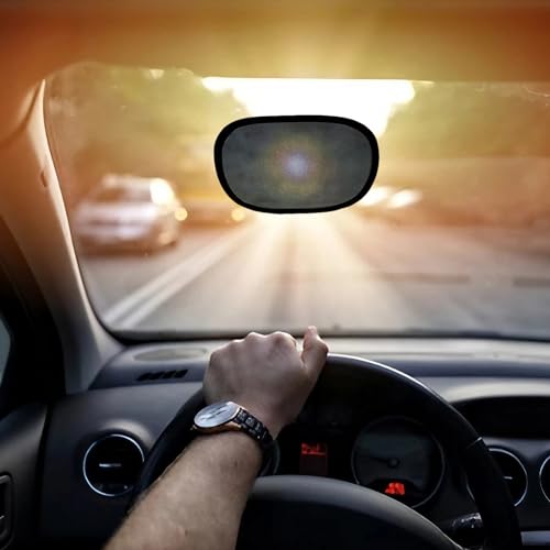 IC ICLOVER Mini Car Sun Shade for Driver (2 Pcs), Static Cling Sun Visor for Safe Driving, Glare Protection/Block Harmful UV Rays/Stray Light, Universal Windshield Sun Shade Fit Sedans, SUV, Truck - color: Black - Mini Size (2Pack)