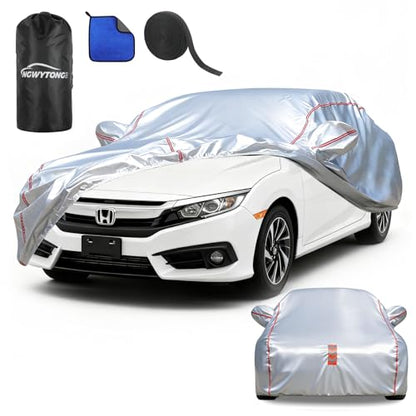 Car Cover Waterproof All Weather for Honda Civic 1991-2024,All-Around Fastening and 4 Upgrades, 30s Quick-Install for Car Cover - size: 4 (for Honda Civic）