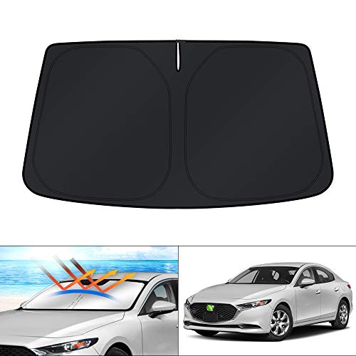 KUST Windshield Sun Shade Custom Fit for Mazda 3 Accessories 2014-2025 2026 Mazda3 Hatchback/Sedan Window Shade Cover Sun Visor Foldable Blocks UV Rays Keep Your Car Cooler - size: For | Mazda 3 2014-present