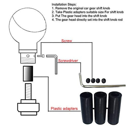 Abfer Shifter Knob 5 Speed Leather Car Gear Stick Shifting Knobs Shift Lever for Most Manual Transmission Vehicle Truck, Black - color: Black 1, style: Black stitches