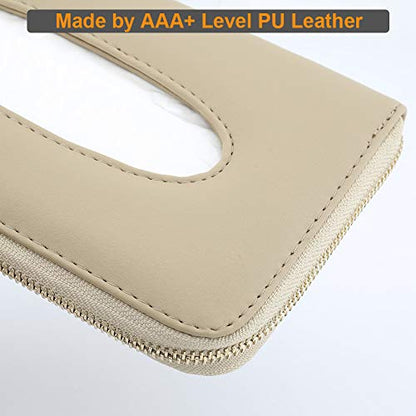 Car Tissue Holder, Sun Visor Napkin Holder, PU Leather Backseat Tissue Case with Zipper (Beige) - color: Beige