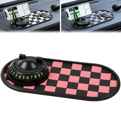 Mobile Phone Bracket Anti-Slip Mat,Multifunction Car Dashboard Mat with Temporary Parking Number,360° Rotating Adjustable Phone Holder,Universal Fit Anti-Slip Mat,PVC(Style C) - color: Style C