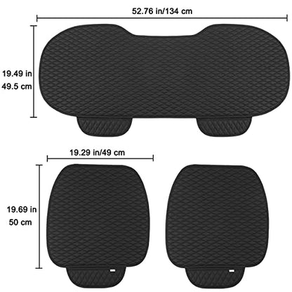 West Llama Pu Leather Car Seat Bottom Covers Protectors Include 1 Pair Front Driver Seat Pad Mat and 1 Rear Bench Cover Universal Fit 90% Vehicles,Black - color: A-Black, size: Universal Fit - Full Set