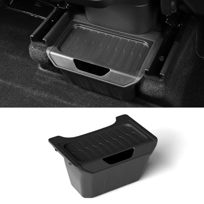 LUCKEASY Rear Center Console Organizer for Tesla Model Y 2021-2024 (Not fit Juniper 2025+) 2nd Row Under Floor Storage Box TPE Connected With ABS Lid Waterproof Model Y Rubbish Bin Anti-scratching - size: 2nd Row Box 1PCS