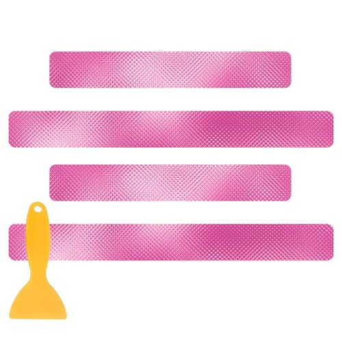 Pink Door Sill Guard Protector, 4PCS 3D Carbon Fiber Anti-Scratch Door Entry Edge Bumper Sill Scuff Plate Trim, Front/Rear Door Threshold Protector Cover Sticker Strips - color: Pink