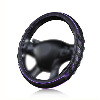 Flying Banner car Steering Wheel Cover Faux Leather Massage Universal fit 3D Honeycomb Hole Anti-Slip Sporty 15 Inches (Purple Black) - color: Purple black