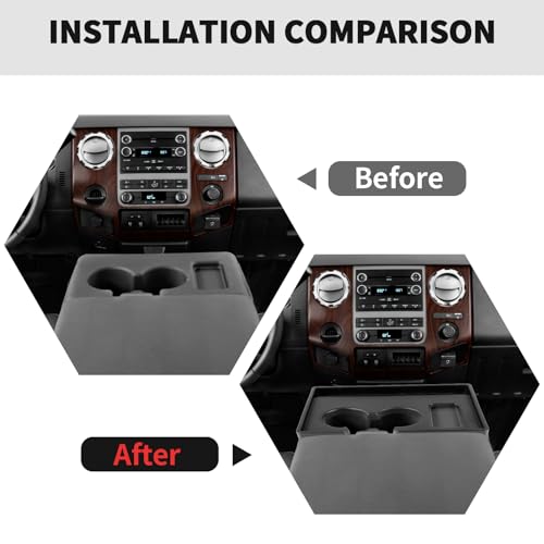 RT-TCZ Front Cup Holder Storage Box Tray Organizer Interior Accessories for Ford F250/F350/F450/F550 2008-2016 - size: 2008-2016