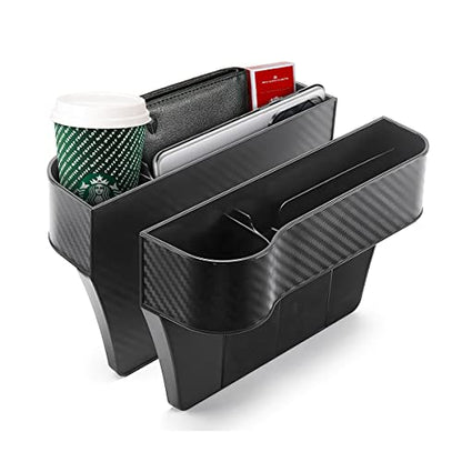 2 Packs Car Seat Gap Filler Organizer, Multifunctional Seat Gap Storage Box with Cup Holder, Console Side Extra Pouchs with USB Car Charger, Auto Accessories for Cellphone Wallet Key