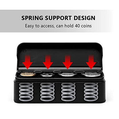 Compact Coin Holder for Car - 4 Compartment&Automatically Holds Coins Coin Organizer(1 Dollar,Quarter,Dimes) - Universal Center Console Coin Case for Car Taxi SUV Truck - color: Black