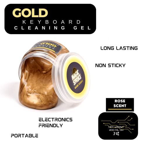 Magic Spruce Car Cleaning Gel Kit with Non Sticky Luxury Gold Car Cleaning Putty Reusable Universal Detailing Kit, Rose Scented Laptop Keyboard Cleaning Gel in Containers - color: Luxury Gold