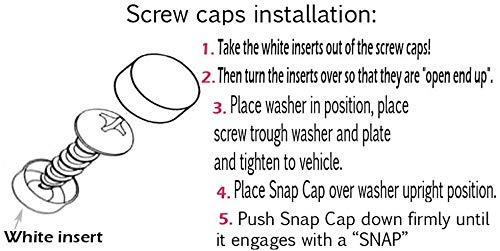 LFPartS Stainless Steel Screws Fasteners for License Plates, Frames, and Covers on Domestic Cars, Trucks, Vans, SUVs - Rustproof, Self Tapping Mounting Bolts Screws + Chrome Caps
