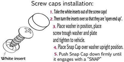 LFPartS Stainless Steel Screws Fasteners for License Plates, Frames, and Covers on Domestic Cars, Trucks, Vans, SUVs - Rustproof, Self Tapping Mounting Bolts Screws + Chrome Caps