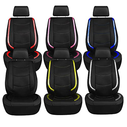 FH Group Full Set Faux Leather Car Seat Covers - Universal Fit, Low Back Front Seat Covers, Airbag Compatible, Split Bench Rear Seat Cover for SUV, Sedan, Blue - color: Blue, style: Seat Covers
