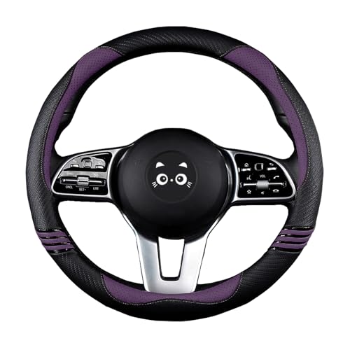 Iwantit® Steering Wheel Covers with Leather and Anti-Slip Rubber Ring, Universal Fit 14.5-15 inches for Cars,SUV (Purple/Black) - color: 007-Purple/black