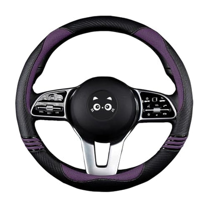 Iwantit® Steering Wheel Covers with Leather and Anti-Slip Rubber Ring, Universal Fit 14.5-15 inches for Cars,SUV (Purple/Black) - color: 007-Purple/black