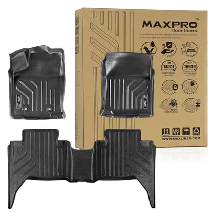 Premium MAXPRO Floor Mats for 2016-2023 Toyota Tacoma Double Cab Automatic | Custom Fit TPE Floor Liners 1st&2nd Row Full Set | All Weather Mat Waterproof Heavy Duty Car Mats Toyota Tacoma Accessories - size: 2016-2023 Toyota Tacoma, Automatic, Double Cab