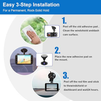 Double Sided Adhesive Pads for Dash Cam, 6PCS 2.83 Inch Heavy Duty Sticky Pads, Heat Resistant & No Residue Mounting Tape, Universal Replacement for Windshield, Dashboard, GPS, Phone Mount