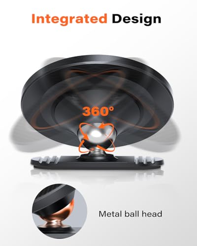 OQTIQ for MagSafe Car Mount - 17 N54 Magnets, 360° Rotation Magnetic Phone Holder for Dashboard, Compact & Space-Saving, Compatible with iPhone 17/16/15/14/13/12 - color: Orange-MagSafe