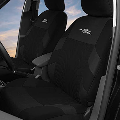 AUTOYOUTH Black Seat Covers Front Seats Only, 3D Tyre Embossed Breathable Bucket Covers, Airbag Compatible, Quick Setup Universal Fit for Sedan, SUV, Truck, Van - color: Black, size: Front Seats Only (4 pieces)