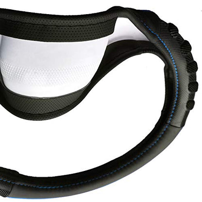 Flying Banner car Steering Wheel Cover Faux Leather Massage Universal fit 3D Honeycomb Hole Anti-Slip Sporty 15 Inches (Blue Black) - color: Blue black