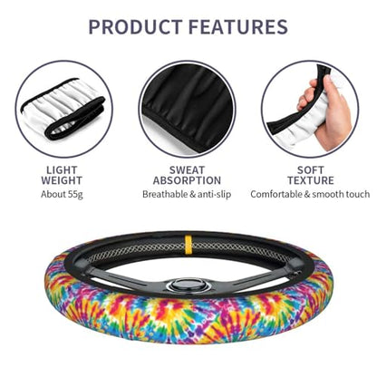Tie Dye Steering Wheel Covers Non Slip Neoprene Universal 15 Inch Steering Wheel Protector Car Cover for Men Women - color: Tie Dye