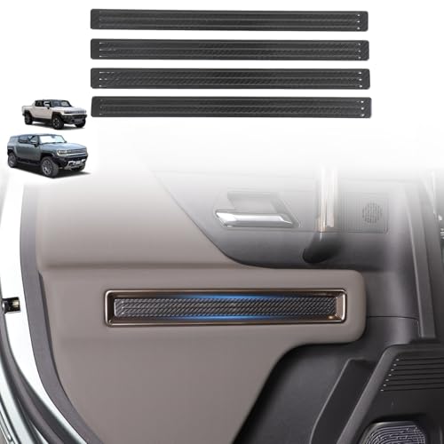 Car Interior Door Panel Trim Sticker for Hummer EV Accessories,Genuine Carbon Fiber 4-Inner Side Door Handle Panel Trim Molding Kit Compatible with Hummer EV SUV Truck 2022 2023 2024 2025+ (Black)