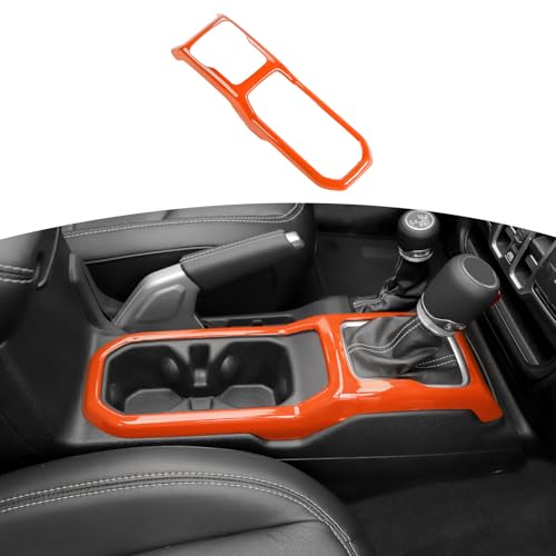 RT-TCZ for Jeep JL Gear Shift Cup Holder Panel Trim Cover for Jeep Wrangler JL JLU 2018 up for Gladiator JT 2020 up Orange Interior Accessories - color: Orange