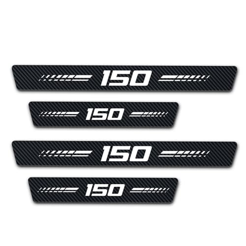 4Pcs Door Sill Plate Protectors Compatible with Ford F150 Car Accessories, Carbon Fiber Leather Door Sill Stickers Auto Accessories - color: White 150