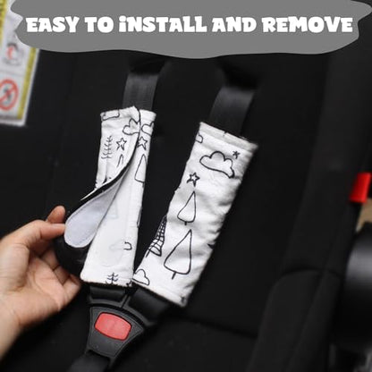 Car Seat Strap Covers for Babies Soft Car Seat Belt Covers, Mink Car Seat Straps Shoulder Pads for Boys and Girls, Black - color: Black