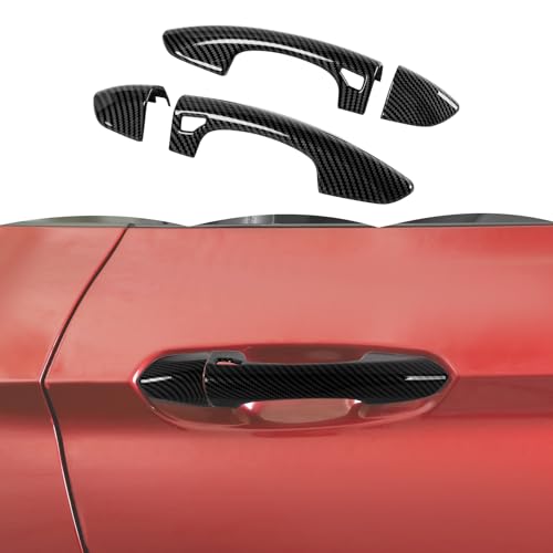 RT-TCZ Door Handle Cover Trim Decoration Exterior Accessories for Ford Mustang 2015-2023 (Black Carbon Fiber) - color: Black Carbon Fiber