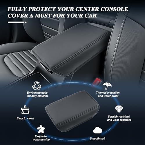 BIBIBO for 2025 2026 Kia K4 Center Console Cover 2025-2026 Kia K4/2026 Kia K4 Hatchback Arm Rest Cover 2025 Kia K4 Accessories 2025 K4 Hatchback Armrest Pad - color: Black-for 2025+Kia K4 (Thin)