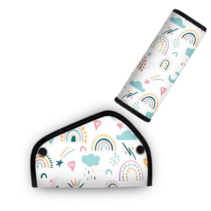Kid's Seat Belt Cover Pad, Neck & Abdomen Cushion for Children- Soft and Breathable Straps Cover Support (Rainbow) - color: Rainbow