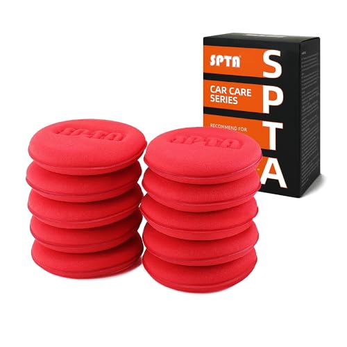 SPTA 10Pcs Foam Wax Applicator Pads, 4inch Hand Wax Pad(Red), Soft Car Detailing Sponges,Supreme Shine Pad, for Car Cleaning, for Car Detail Cleaning, Waxing pad - color: 10pcs Foam Applicator Pads 3