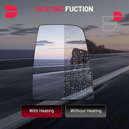 BDFHYK Mirror Glass Compatible with Transit T150 T250 T350 2015-2022 Side View Heated Convex Mirror Glass with Backing Plate, Replaces CK4Z17K707D (Right Upper Side) - size: Right Passenger Side, style: 2015-2022 Transit T150