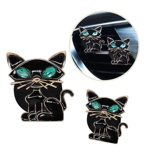 ORIESSE Cat Car Accessories 2pcs Black Cat Car Air Freshener Vent Clips Black Interior decoration for Women Teens Refillable Essential Oil Diffuser Bling Rhinestone - color: Black Cat