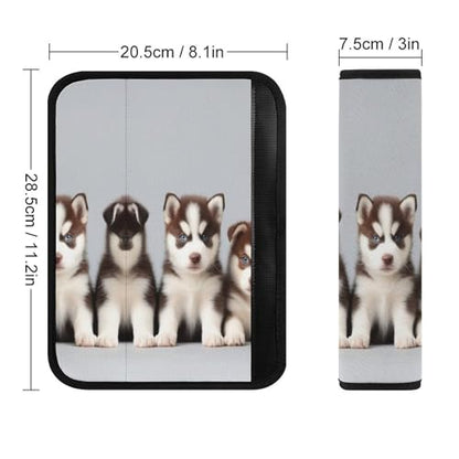 Fashion Car Seat Belt Covers Soft Cushion Pad Car Shoulder Strap Harness Pad Siberian Husky Puppies Dogs Husky - color: Color353