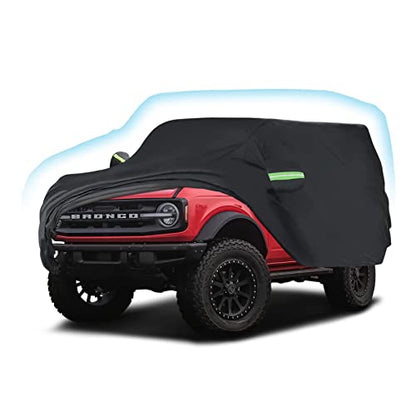 Proadsy Car Cover Compatible with Ford Bronco 2 Door 2021-2024 2025 2026 Windproof All Weather Waterproof Sun Rain UV Dust Snow Protection Outdoor Covers - size: Ford Bronco 2 Door