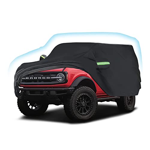 Proadsy Car Cover Compatible with Ford Bronco 2 Door 2021-2024 2025 2026 Windproof All Weather Waterproof Sun Rain UV Dust Snow Protection Outdoor Covers - size: Ford Bronco 2 Door
