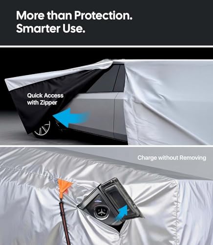 Wigoo Tesla Cybertruck Car Cover Accessories 2024-2026, Custom Fit Waterproof All Weather Outdoor Truck Cover, Windproof UV Rain Snow Dust Protection, Breathable Design, Paint-Safe Lining, Door Zipper - size: for Cybertruck (2024-2026)