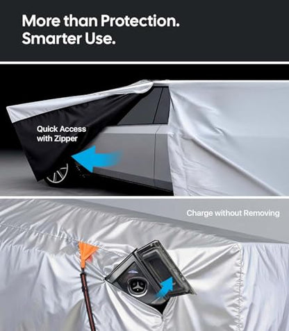 Wigoo Tesla Cybertruck Car Cover Accessories 2024-2026, Custom Fit Waterproof All Weather Outdoor Truck Cover, Windproof UV Rain Snow Dust Protection, Breathable Design, Paint-Safe Lining, Door Zipper - size: for Cybertruck (2024-2026)